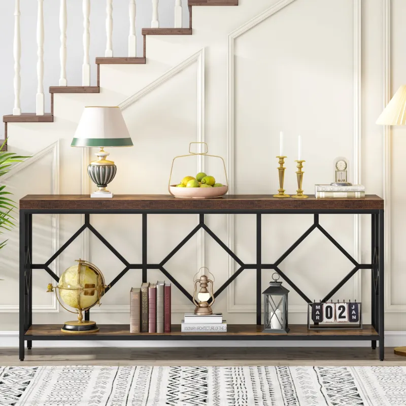 Tribesigns Console Tables|Console Tables*Console Table, 71" Extra Long Sofa Table with Open Storage Shelf
