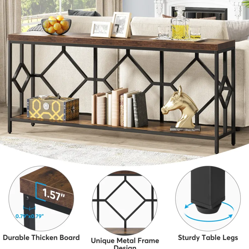 Tribesigns Console Tables|Console Tables*Console Table, 71" Extra Long Sofa Table with Open Storage Shelf
