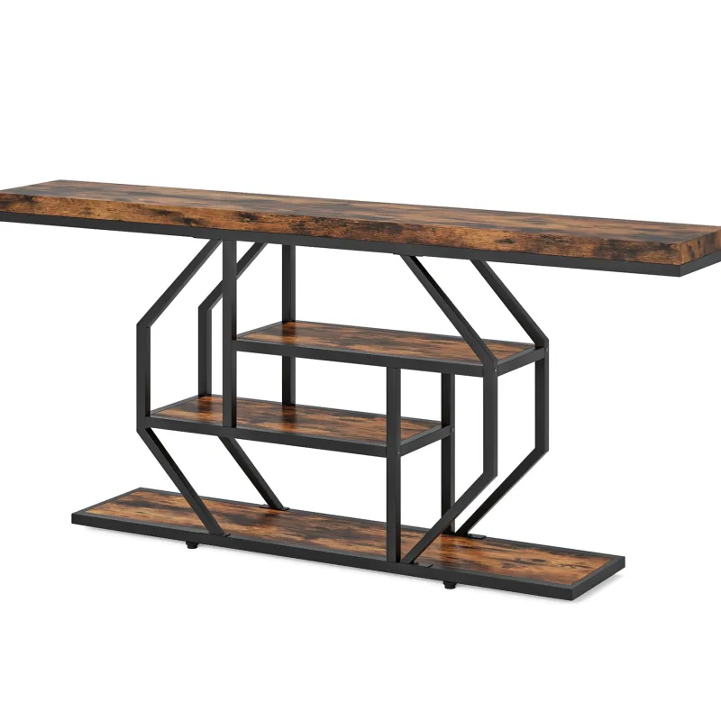 Tribesigns Console Tables|Console Tables*Console Table, 70.9 inch Sofa Table with 4 Tier Storage Shelves