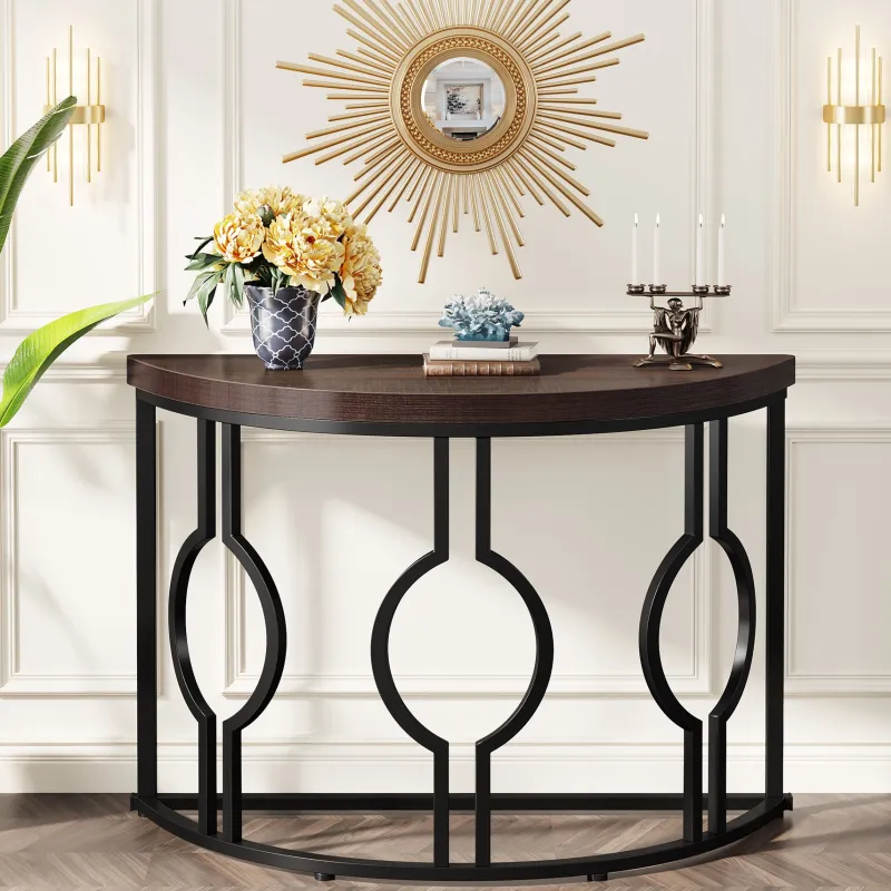 Tribesigns Console Tables|Console Tables*Console Table, 43" Industrial Half Moon Shaped Sofa Table