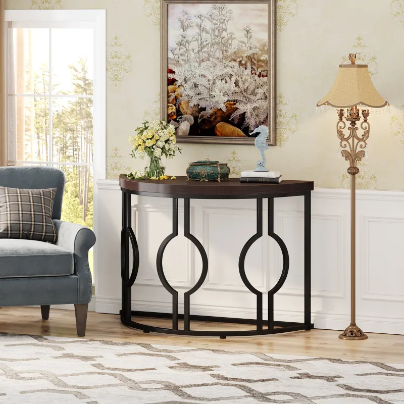 Tribesigns Console Tables|Console Tables*Console Table, 43" Industrial Half Moon Shaped Sofa Table