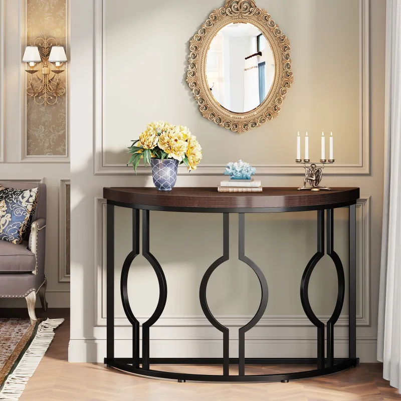 Tribesigns Console Tables|Console Tables*Console Table, 43" Industrial Half Moon Shaped Sofa Table