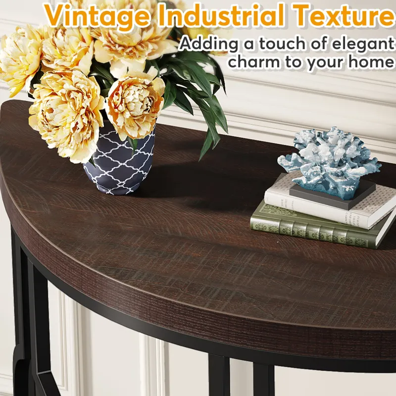 Tribesigns Console Tables|Console Tables*Console Table, 43" Industrial Half Moon Shaped Sofa Table