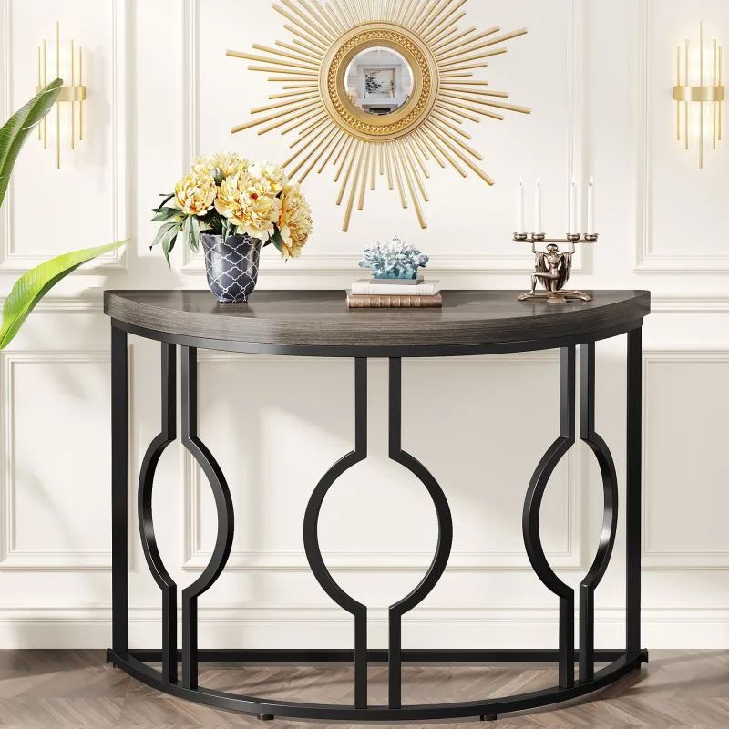Tribesigns Console Tables|Console Tables*Console Table, 43" Industrial Half Moon Shaped Sofa Table