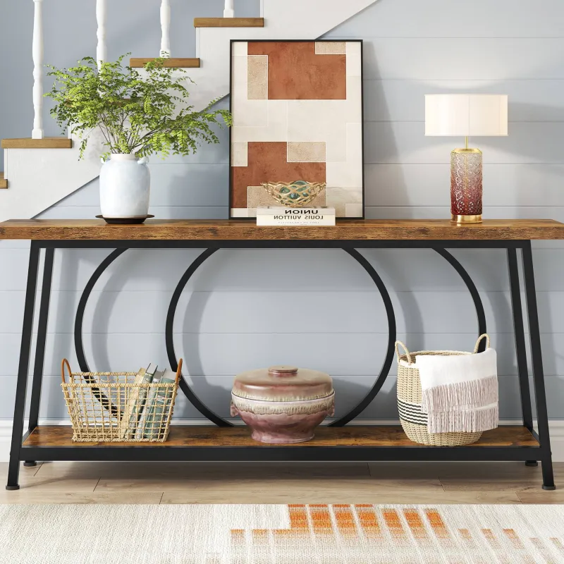Tribesigns Console Tables|Console Tables*Console Table, 70.9" Sofa Entryway Table with 2 Open Storage Shelves