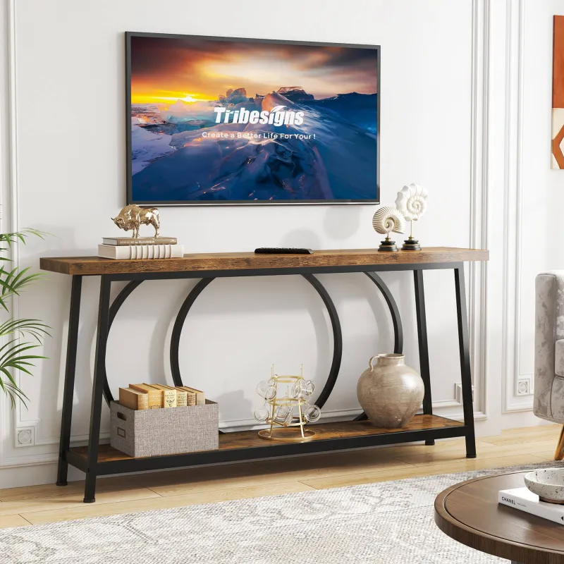 Tribesigns Console Tables|Console Tables*Console Table, 70.9" Sofa Entryway Table with 2 Open Storage Shelves