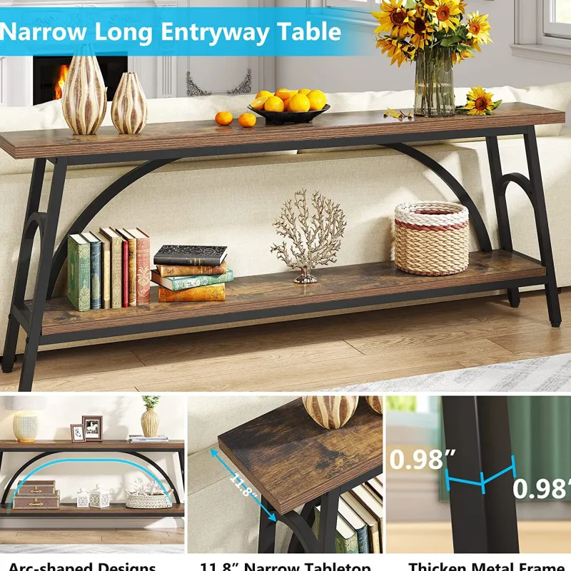 Tribesigns Console Tables|Console Tables*Console Table, 70.8” Sofa Tables Entryway Table with 2 Tier Wood Shelves