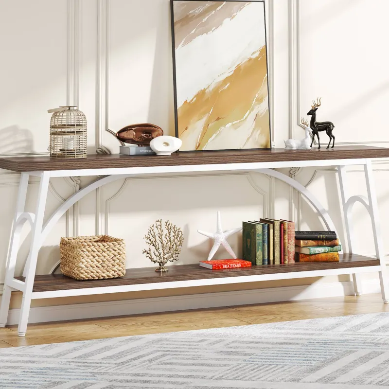 Tribesigns Console Tables|Console Tables*Console Table, 70.8” Sofa Tables Entryway Table with 2 Tier Wood Shelves