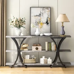 Tribesigns Console Tables|Console Tables*Console Table, Industrial Entryway Sofa Table with 3-Tier Shelves