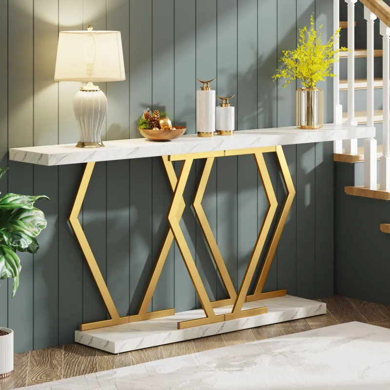 Tribesigns Console Tables|Console Tables*Console Table, Modern 70.9" Sofa Table with Faux Marble Tabletop