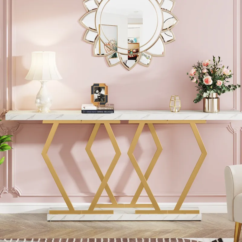 Tribesigns Console Tables|Console Tables*Console Table, Modern 70.9" Sofa Table with Faux Marble Tabletop