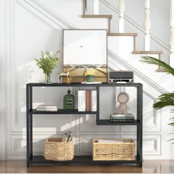 Tribesigns Console Tables|Console Tables*Console Table, Small Black Entryway Table with Storage Shelves