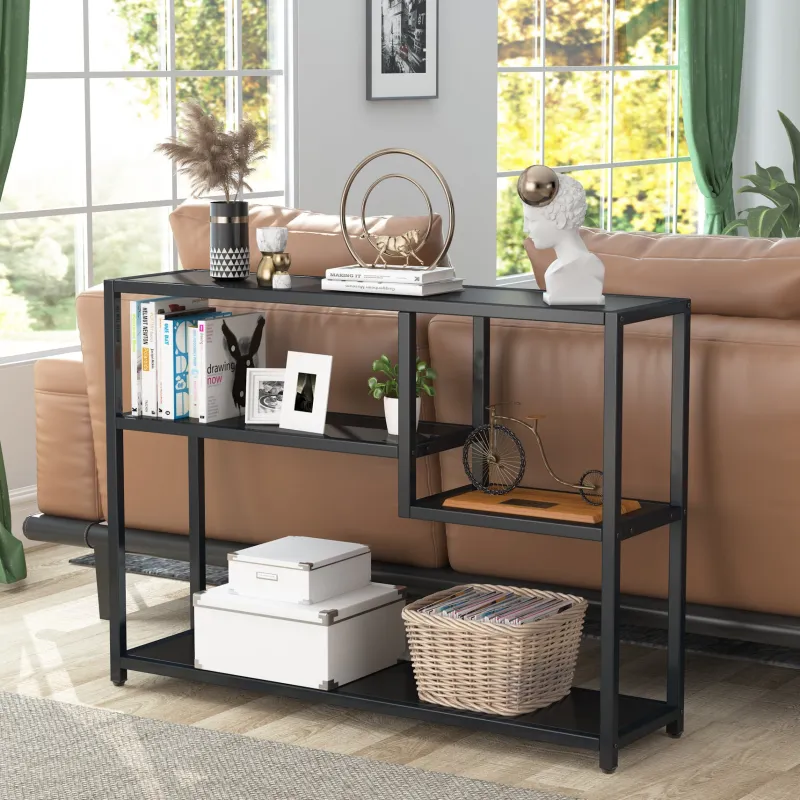 Tribesigns Console Tables|Console Tables*Console Table, Small Black Entryway Table with Storage Shelves