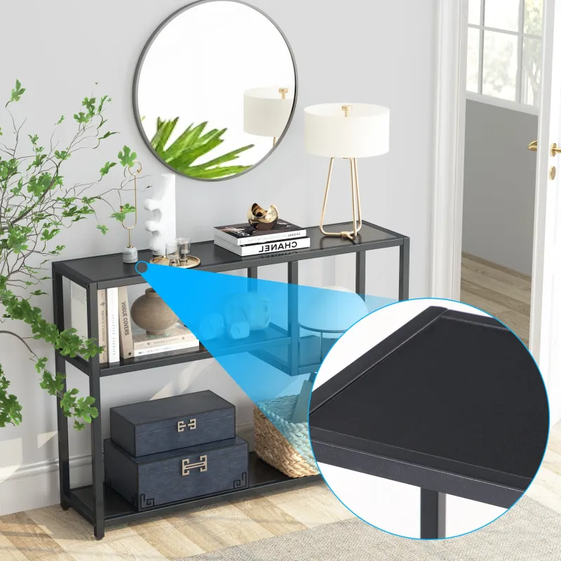 Tribesigns Console Tables|Console Tables*Console Table, Small Black Entryway Table with Storage Shelves