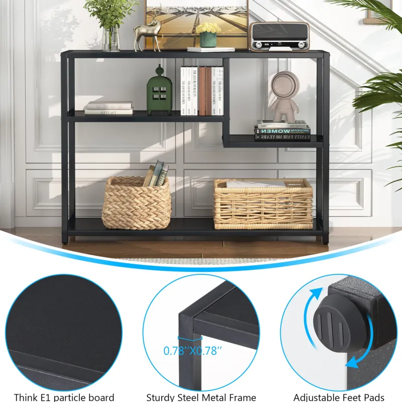 Tribesigns Console Tables|Console Tables*Console Table, Small Black Entryway Table with Storage Shelves