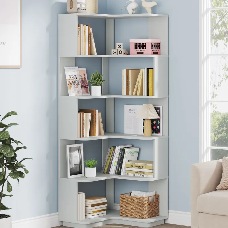 Tribesigns Corner Shelves|Corner Shelves*Corner Bookshelf, 6-Tier Corner Bookcase Display Rack