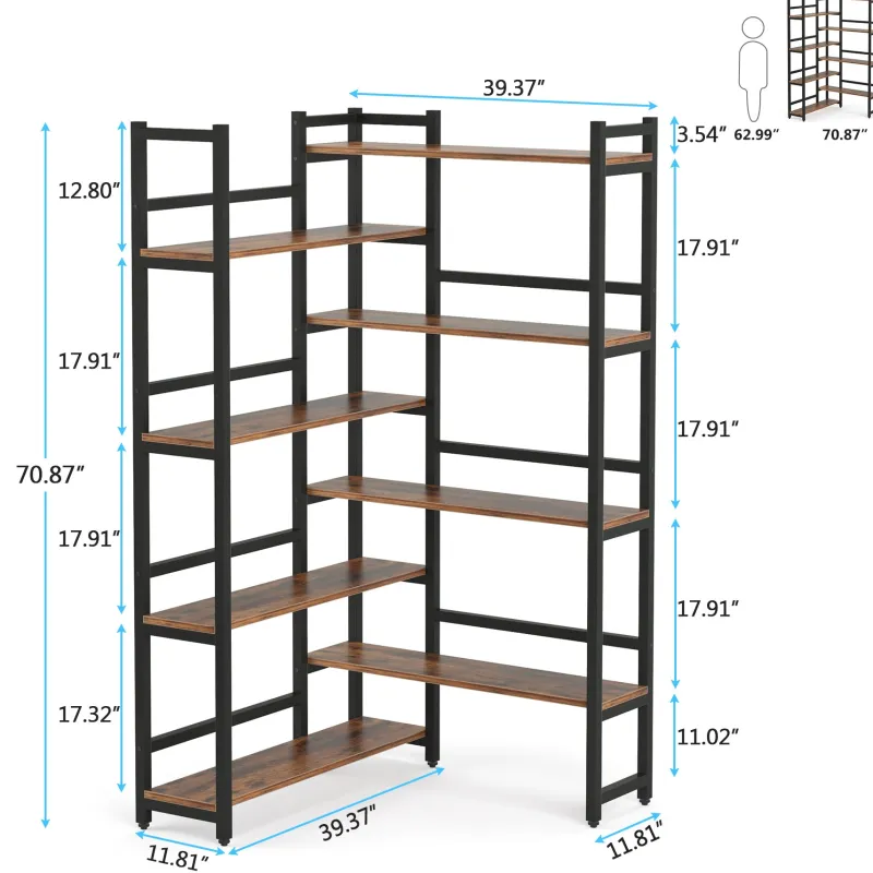 Tribesigns Corner Shelves|Corner Shelves*Corner Bookshelf, 8-Tier Industrial 70.8” Bookcase