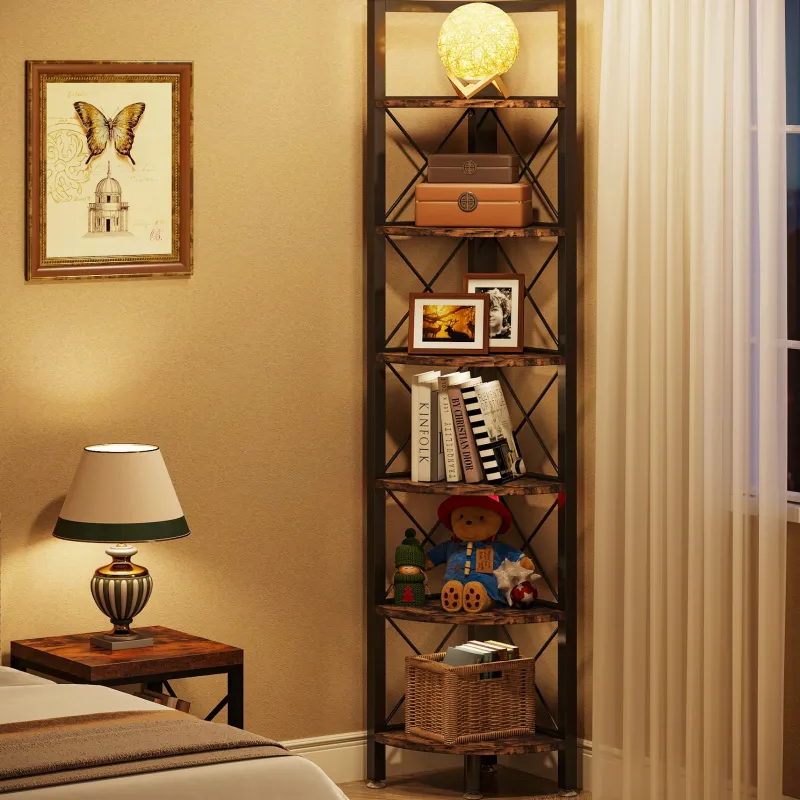 Tribesigns Corner Shelves|Corner Shelves*Corner Shelf, 5 Tier / 6Tier Corner Bookshelf Bookcase for Small Space