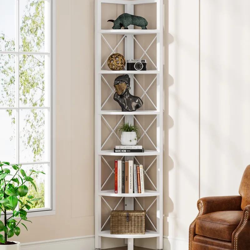 Tribesigns Corner Shelves|Corner Shelves*Corner Shelf, 5 Tier / 6Tier Corner Bookshelf Bookcase for Small Space