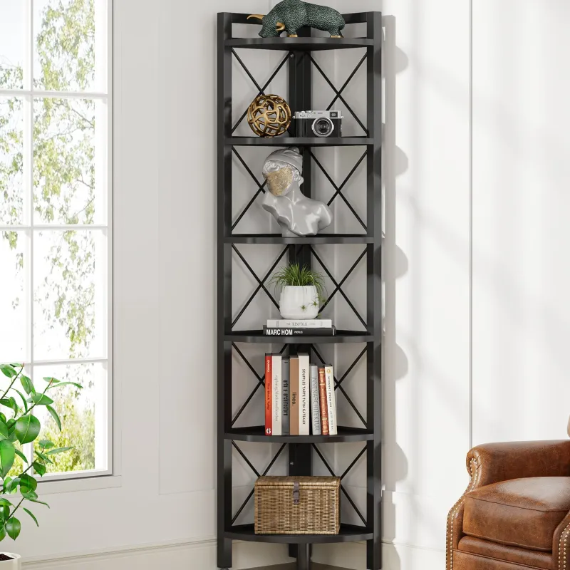 Tribesigns Corner Shelves|Corner Shelves*Corner Shelf, 5 Tier / 6Tier Corner Bookshelf Bookcase for Small Space