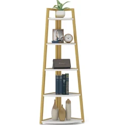 Tribesigns Corner Shelves|Corner Shelves*Corner Shelf, 5 Tier Corner Storage Rack Ladder Bookcase