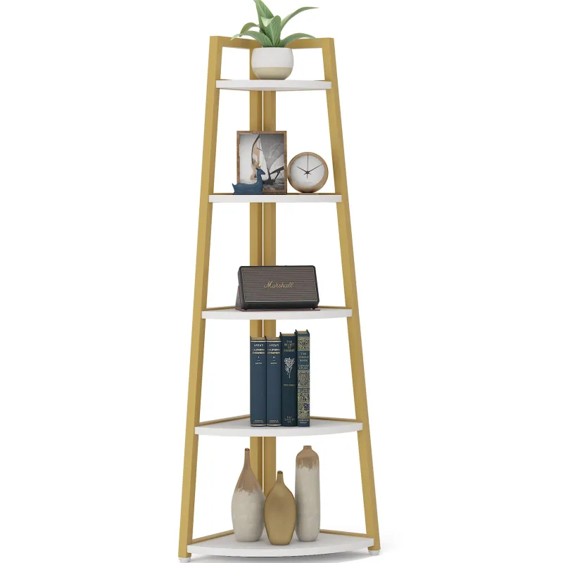 Tribesigns Corner Shelves|Corner Shelves*Corner Shelf, 5 Tier Corner Storage Rack Ladder Bookcase