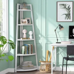 Tribesigns Corner Shelves|Corner Shelves*Corner Shelf, 5 Tier Corner Storage Rack Ladder Bookcase