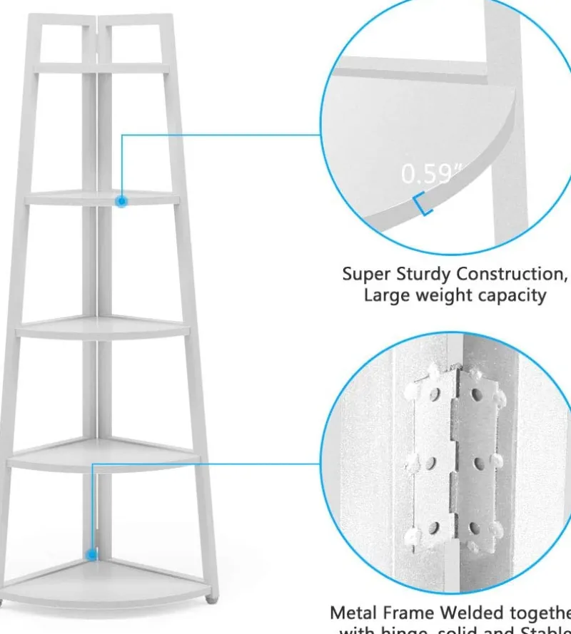 Tribesigns Corner Shelves|Corner Shelves*Corner Shelf, 5 Tier Corner Storage Rack Ladder Bookcase