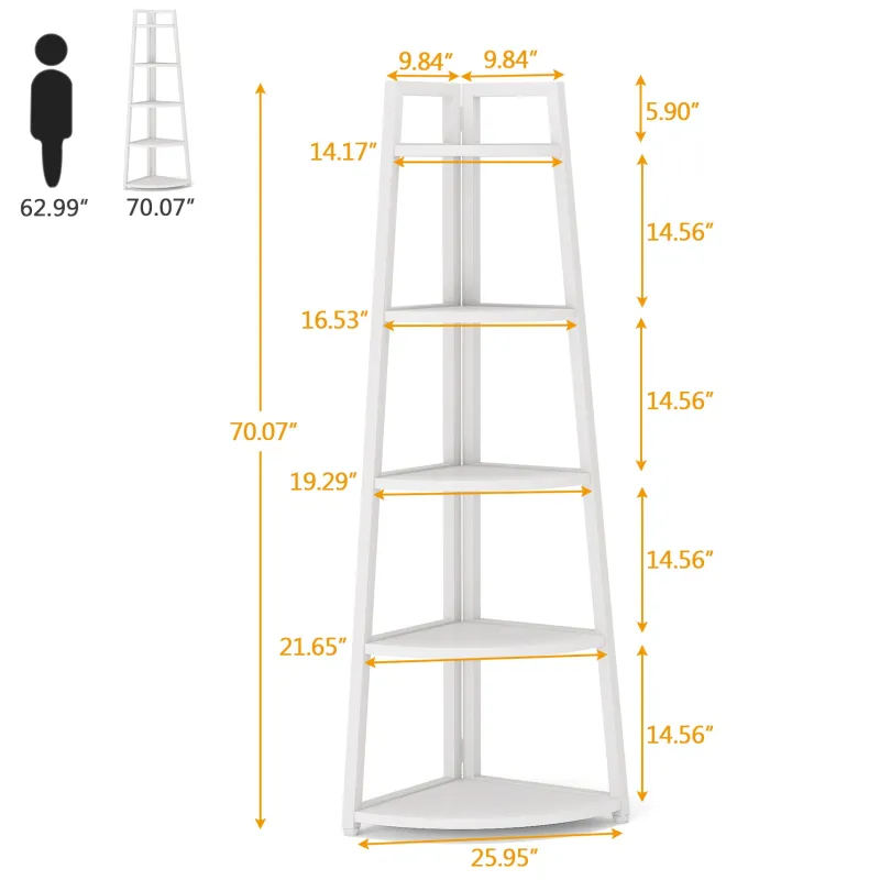 Tribesigns Corner Shelves|Corner Shelves*Corner Shelf, 5 Tier Corner Storage Rack Ladder Bookcase
