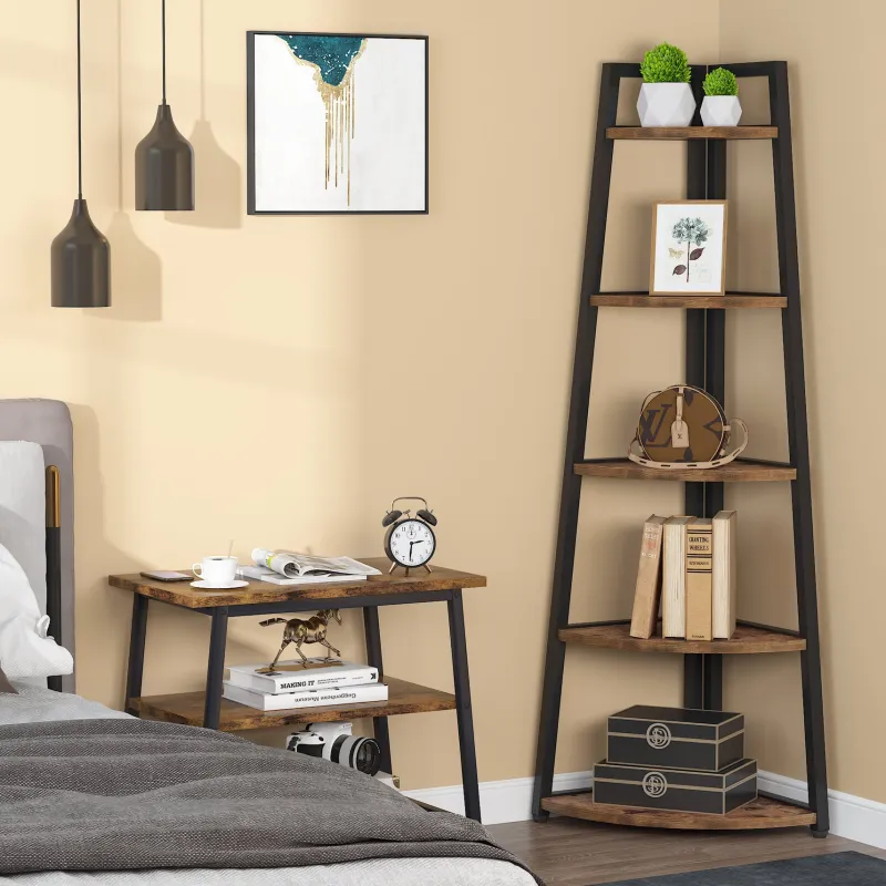 Tribesigns Corner Shelves|Corner Shelves*Corner Shelf, 5 Tier Corner Storage Rack Ladder Bookcase