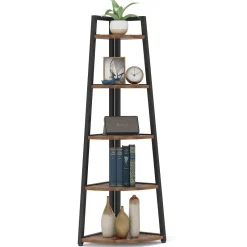 Tribesigns Corner Shelves|Corner Shelves*Corner Shelf, 5 Tier Corner Storage Rack Ladder Bookcase