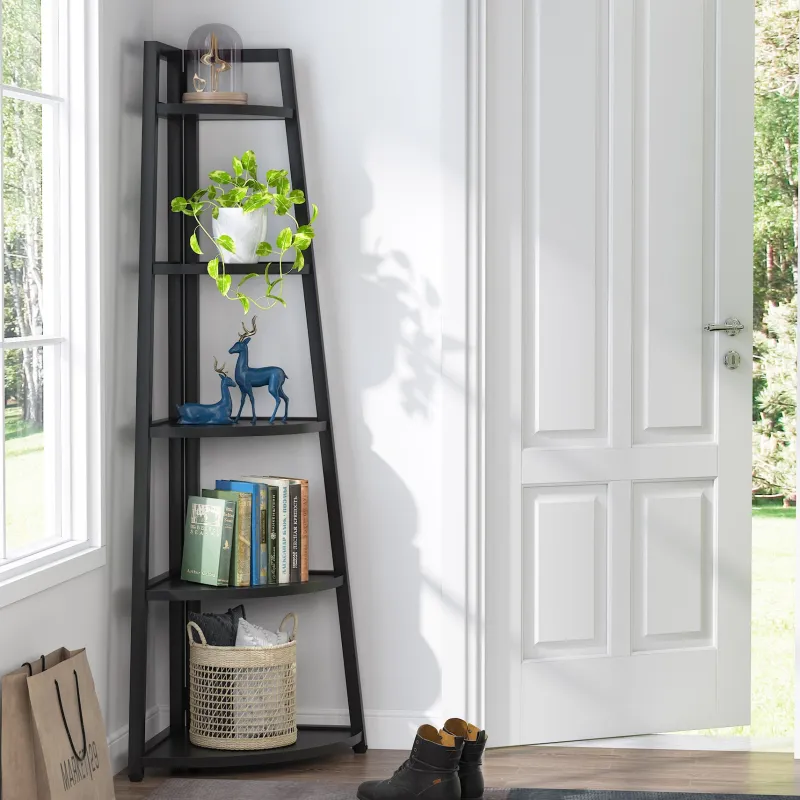 Tribesigns Corner Shelves|Corner Shelves*Corner Shelf, 5 Tier Corner Storage Rack Ladder Bookcase