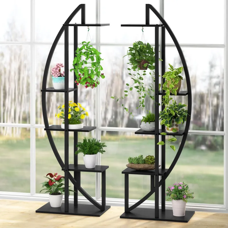 Tribesigns Plant Stands|Plant Stands*Curved Plant Stand Pack of 2, 5-Tier Flower Display Shelf