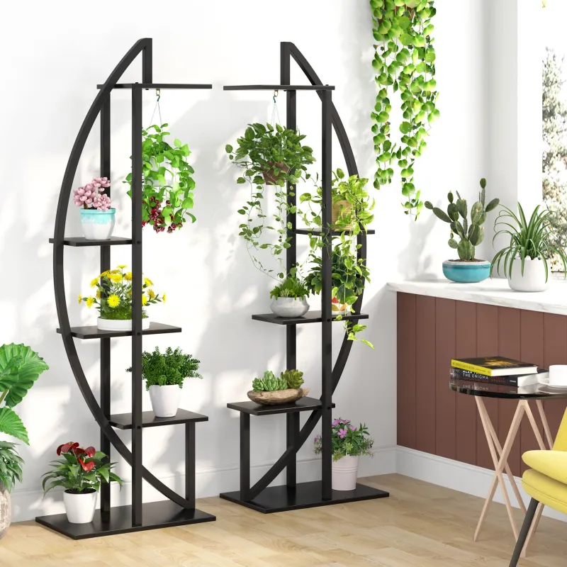 Tribesigns Plant Stands|Plant Stands*Curved Plant Stand Pack of 2, 5-Tier Flower Display Shelf