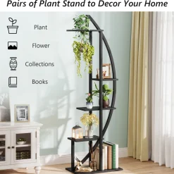 Tribesigns Plant Stands|Plant Stands*Curved Plant Stand Pack of 2, 5-Tier Flower Display Shelf