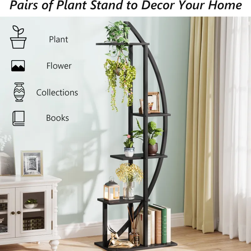 Tribesigns Plant Stands|Plant Stands*Curved Plant Stand Pack of 2, 5-Tier Flower Display Shelf