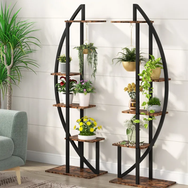 Tribesigns Plant Stands|Plant Stands*Curved Plant Stand Pack of 2, 5-Tier Flower Display Shelf