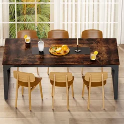 Tribesigns Dining Tables*Dining Table for 6 - 8 Person, Industrial Kitchen Table with Metal Frame