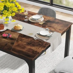 Tribesigns Dining Tables*Dining Table for 6 - 8 Person, Industrial Kitchen Table with Metal Frame