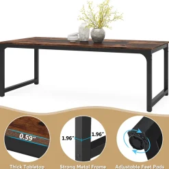 Tribesigns Dining Tables*Dining Table for 6 - 8 Person, Industrial Kitchen Table with Metal Frame