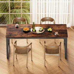 Tribesigns Dining Tables*Dining Table for 6 - 8 Person, Industrial Kitchen Table with Metal Frame