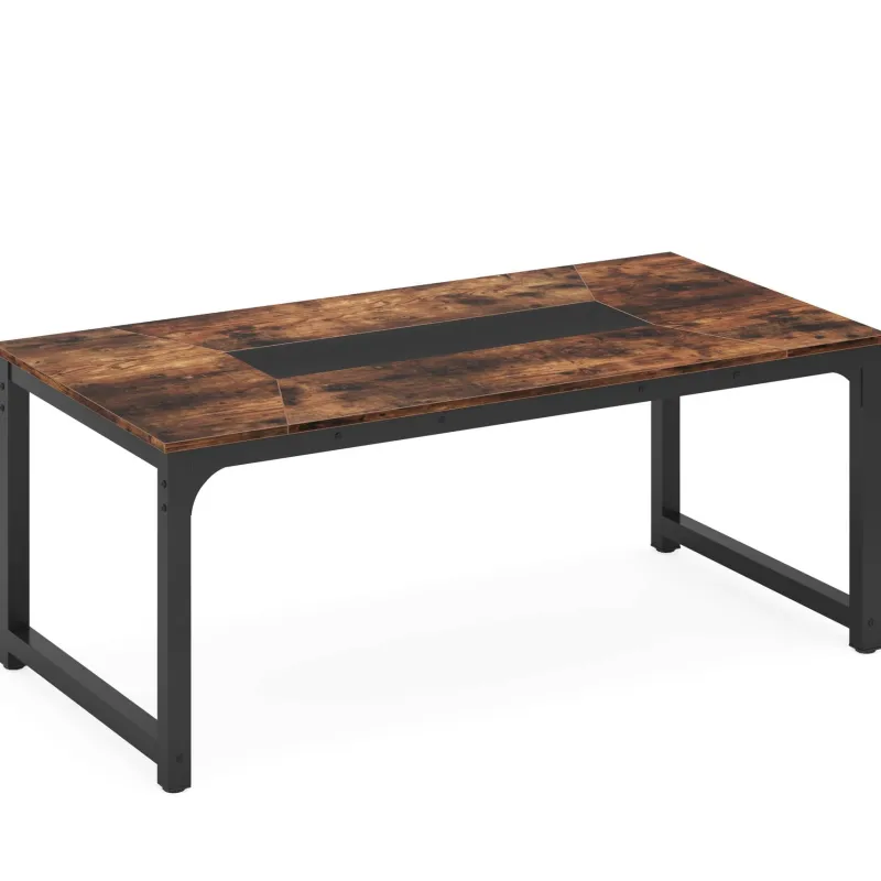 Tribesigns Dining Tables*Dining Table for 6 - 8 Person, Industrial Kitchen Table with Metal Frame