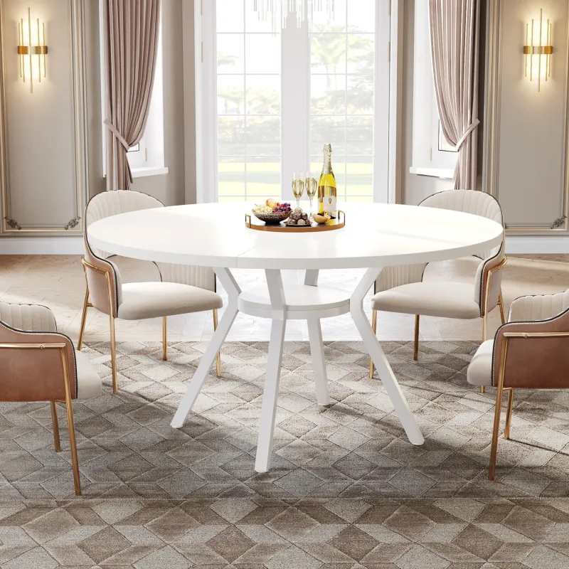 Tribesigns Dining Tables*47"Dining Table, Modern Round Kitchen Table for 4