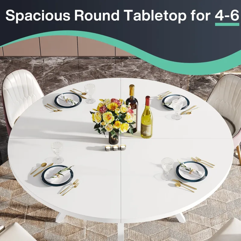 Tribesigns Dining Tables*47"Dining Table, Modern Round Kitchen Table for 4