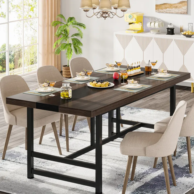 Tribesigns Dining Tables*Dinning Table 6 People, 70" Home & Kitchen Table with Metal Frame