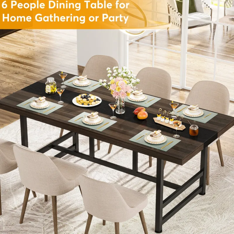 Tribesigns Dining Tables*Dinning Table 6 People, 70" Home & Kitchen Table with Metal Frame