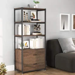 Tribesigns Bookcases & Bookshelves|Bookcases & Bookshelves*2-Drawer Bookshelf Etagere Bookcase with Open Shelves