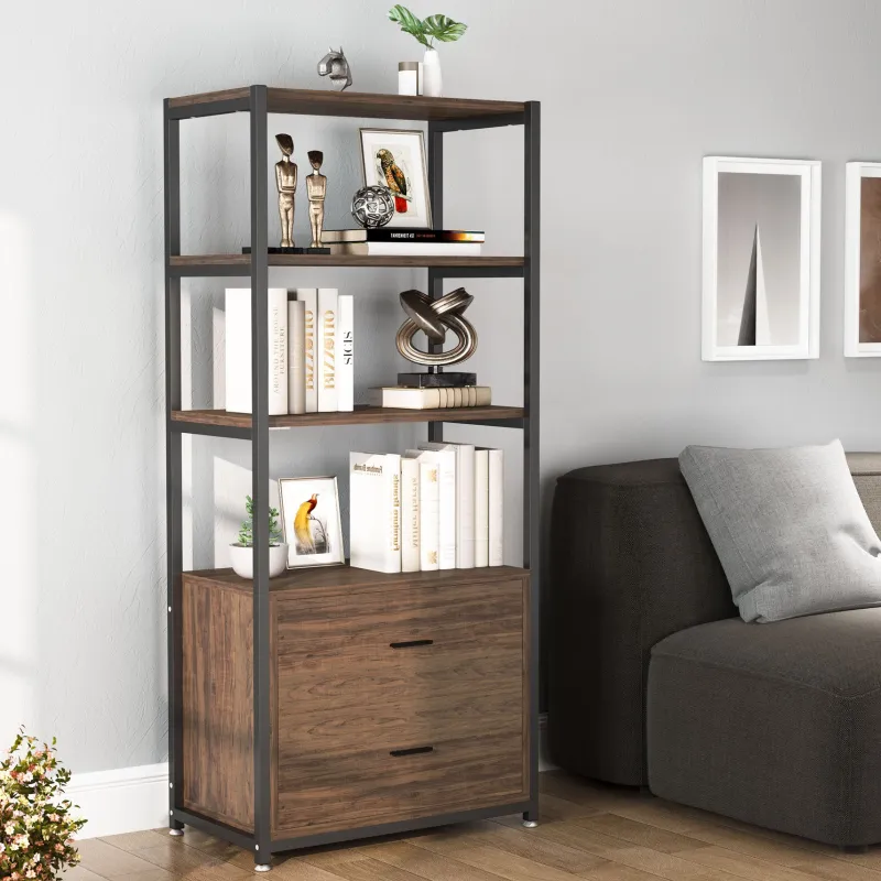 Tribesigns Bookcases & Bookshelves|Bookcases & Bookshelves*2-Drawer Bookshelf Etagere Bookcase with Open Shelves