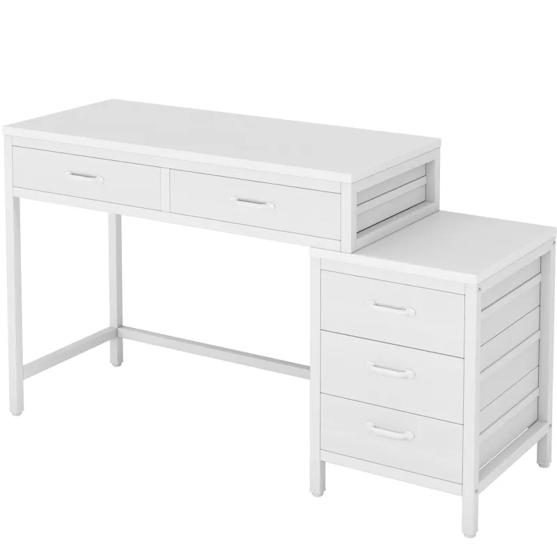 Tribesigns Desks*5-Drawer Computer Desk, Study Writing Table with Reversible Drawer Cabinet