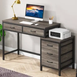 Tribesigns Desks*5-Drawer Computer Desk, Study Writing Table with Reversible Drawer Cabinet